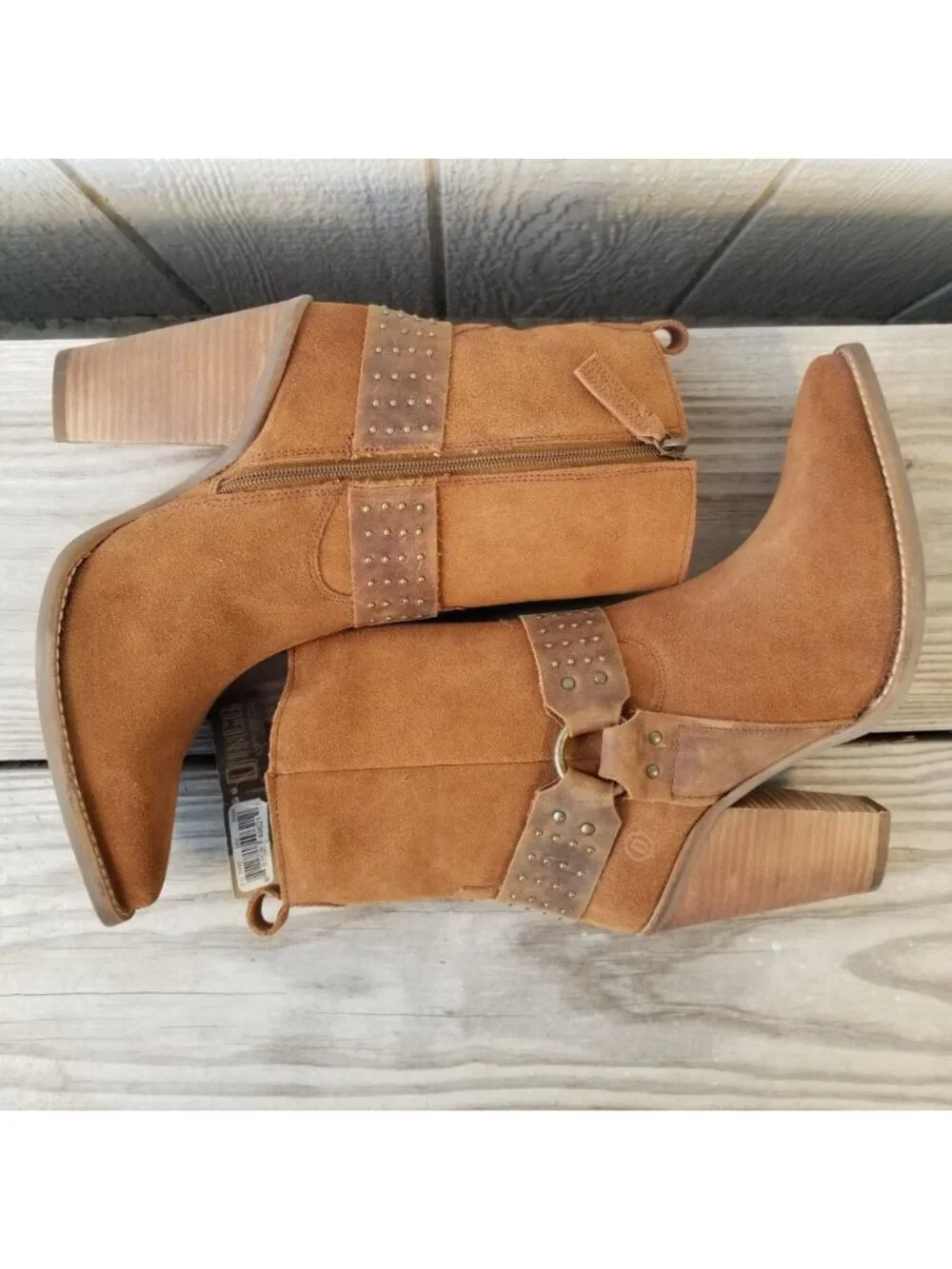 Dingo Songbird Womens Suede Stacked Harness Shortie Side Zip Boots 11 M DI2189